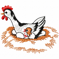Chickens And Roosters Embroidery Design 1
